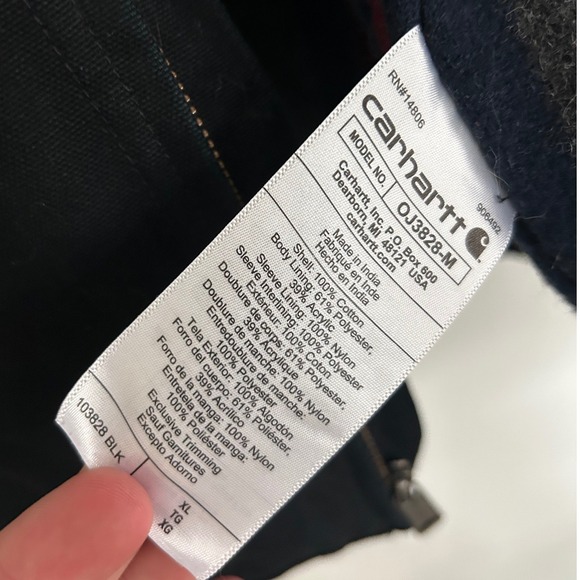 Black Carhartt Detroit Jacket XL 0J3828-M Zip Up Work Jacket Carhartt Detroit - Picture 9 of 10